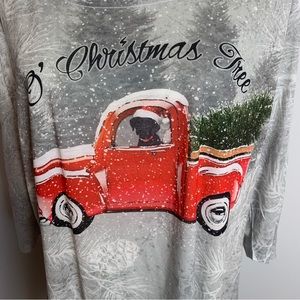 Cabela’s Christmas Tree Truck Black Lab Dog Shirt Tunic Top Gray  Womens XL